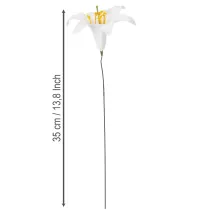 Artículo Lirio artificial, blanco, con alambre, tamaño mediano, 35 cm, 5 unidades.