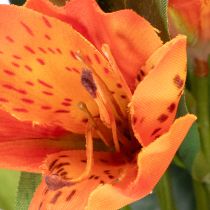 Artículo Flor artificial de alstroemeria naranja, decoración de ramo artificial, 75 cm, 3 piezas