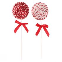 Artículo Piruleta decoración navideña rojo blanco polo de espuma H30cm 2 piezas