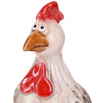 Artículo Pollo divertido decoración de cerámica pollo de cerámica Pascua 13,5cm 2 piezas