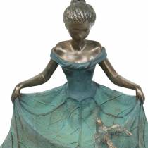 Artículo Baño de pájaros figura de jardín niña con vestido de flores Al. 33,5 cm