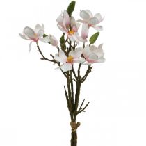 Artículo Ramas de magnolia artificial Flores artificiales rosadas H40cm 4 piezas en ramo