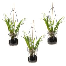 Artículo Lirio de los valles en un vaso artificial de floración temprana H22cm 3 piezas
