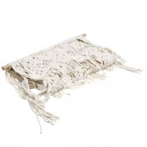 Artículo Macetero colgante de macramé bohemio, decoración para ventana con marco de flores, 40 x 15 cm, blanco natural