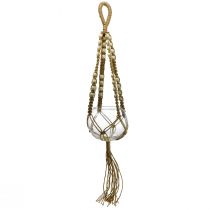 Cesta colgante de macramé jarrón de cristal decoración colgante redonda Ø13cm H75cm