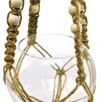 Cesta colgante de macramé jarrón de cristal decoración colgante redonda Ø13cm H75cm