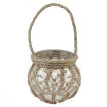 Artículo Macramé de vidrio decorativo colgante decoración maceta de vidrio transparente Ø16cm H29cm