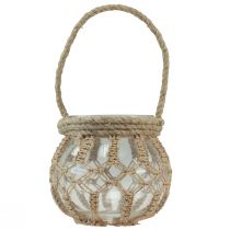 Artículo Macramé de vidrio decorativo colgante decoración maceta de vidrio transparente Ø16cm H29cm