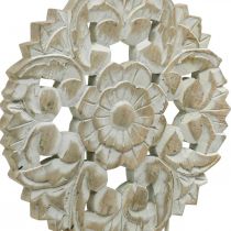 Mandala floral, decoración de madera para colocar, decoración de verano, decoración de mesa shabby chic natural, blanco H54.5cm Ø34cm