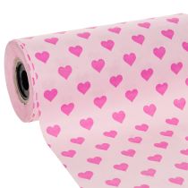 Artículo Papel para puños con motivo de corazón, rosa, 25 cm, 100 m