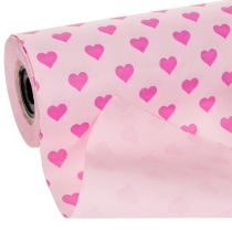 Artículo Papel para puños con motivo de corazón, rosa, 25 cm, 100 m