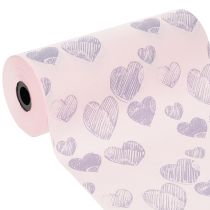 Artículo Papel de regalo floral con motivos de corazones para creaciones florales decorativas, 25 cm x 25 m