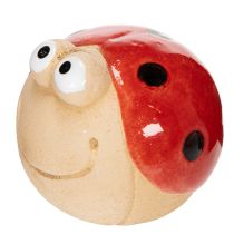 Artículo Figura decorativa de cerámica de mariquita para una alegre decoración de jardín y alféizares, 7 cm, 3 piezas