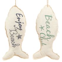 Artículo Pez decorativo marítimo para colgar tela 34×14,5cm 2uds
