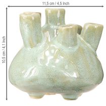 Artículo Jarrón Decoración Marítima Coral Óptica Verde Claro Ø11,5cm H10cm