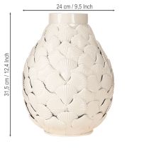 Artículo Jarrón Decoración Marítima Jarrón Metal Conchas Gris Blanco Ø24cm H31.5cm