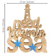 Artículo Decoración marítima de madera “Necesito vitamina del mar” madera de mango 27×33cm
