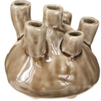Artículo Jarrón de cerámica marítima efecto coral marrón Ø11,5cm H10cm