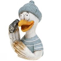 Artículo Decoración marítima gaviota decoración de mesa azul blanco plata H11cm 2 piezas