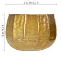 Artículo Maceta decorativa de metal, latón, Ø22/18/14cm, juego de 3
