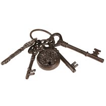 Artículo Juego de llaves decorativo de metal con cerradura en color marrón de 22 cm de alto