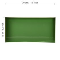 Artículo Bandeja decorativa metálica rectangular bandeja metálica verde 30×15cm