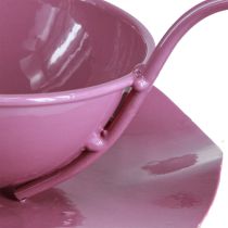 Artículo Taza decorativa de metal con platillo, rosa, 8 cm de alto x 11,5 cm de diámetro, 2 piezas