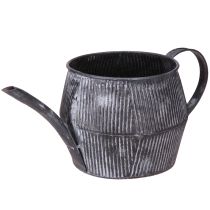 Artículo Jarra de metal con decoración vintage ranuras en color negro H12,5cm