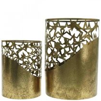 Artículo Farol de metal efecto pan de oro estrellas Ø15cm/20cm set de 2