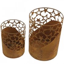 Linterna de metal pátina decoración estrellas Ø15cm/20cm juego de 2