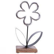 Artículo Decoración floral de metal decoración de mesa negra plateada primavera Al. 36 cm