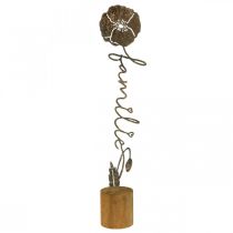 Soporte de madera con flores decorativas de metal letras &quot;Family&quot; Al. 40 cm
