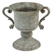 Trofeo decorativo de metal con asa marrón blanco Ø13,5cm H19,5cm