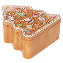 Artículo Lata navideña, lata para galletas, árbol y casa de Navidad, estilo pan de jengibre, 14 cm, 2 piezas
