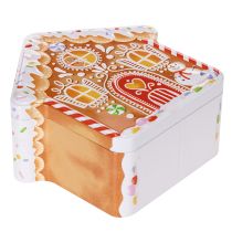 Artículo Lata navideña, lata para galletas, árbol y casa de Navidad, estilo pan de jengibre, 14 cm, 2 piezas