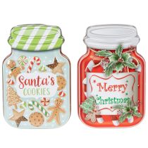 Artículo Lata metálica para galletas con diseño navideño en forma de tarro de galletas, 15 cm, 2 unidades