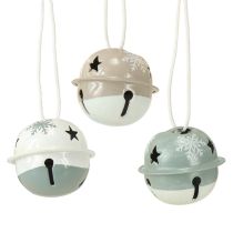 Artículo Campanas de metal Campanas de Navidad Menta Beige Ø3cm 16uds