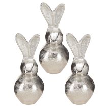 Artículo Conejito de Pascua moderno de metal Color plata 11cm 3uds