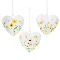 Artículo Colgantes de corazón con motivos florales como decoración de pared, 7 cm, 6 piezas