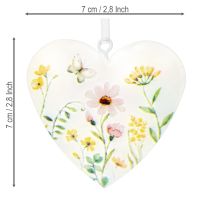Artículo Colgantes de corazón con motivos florales como decoración de pared, 7 cm, 6 piezas