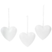 Artículo Colgantes de corazón con motivos florales como decoración de pared, 7 cm, 6 piezas
