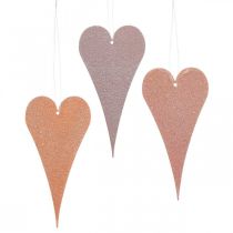 Artículo Decoración colgante Corazones para colgar Naranja/Morado 15cm 6 uds