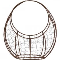 Artículo Cesta de alambre, jardinera de metal, decoración primaveral, cesta de Pascua marrón, pátina AL34cm L30cm