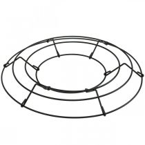 Corona de metal decoración de mesa negra corona de alambre Ø30cm H3.5cm