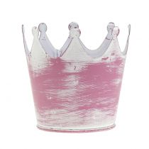 Corona de metal rosa lavado blanco Ø8cm H7cm 8pcs