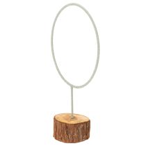 Artículo Anillo decorativo de metal sobre soporte de madera para decoración de mesa, 43 cm.