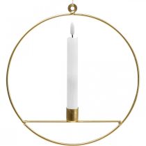Artículo Portavelas para colgar anillo decorativo de metal dorado Ø25cm 3pcs