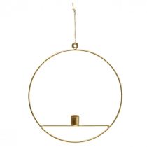 Artículo Portavelas para colgar anillo decorativo de metal dorado Ø25cm 3pcs