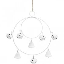 Artículo Anillo con campanas, decoración de Adviento, corona de anillos, decoración de metal para colgar Blanco H22.5cm W21.5cm