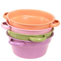 Artículo Bol decorativo de metal, 4 colores primaverales, Ø17cm, 4 piezas